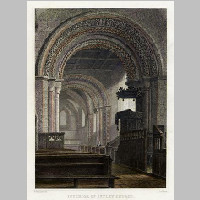 Interior of Iffley Church engraved by J.LeKeux after a picture by F.Mackenzie, published in Memorials of Oxford, 1835, antiqueprints.com.jpg